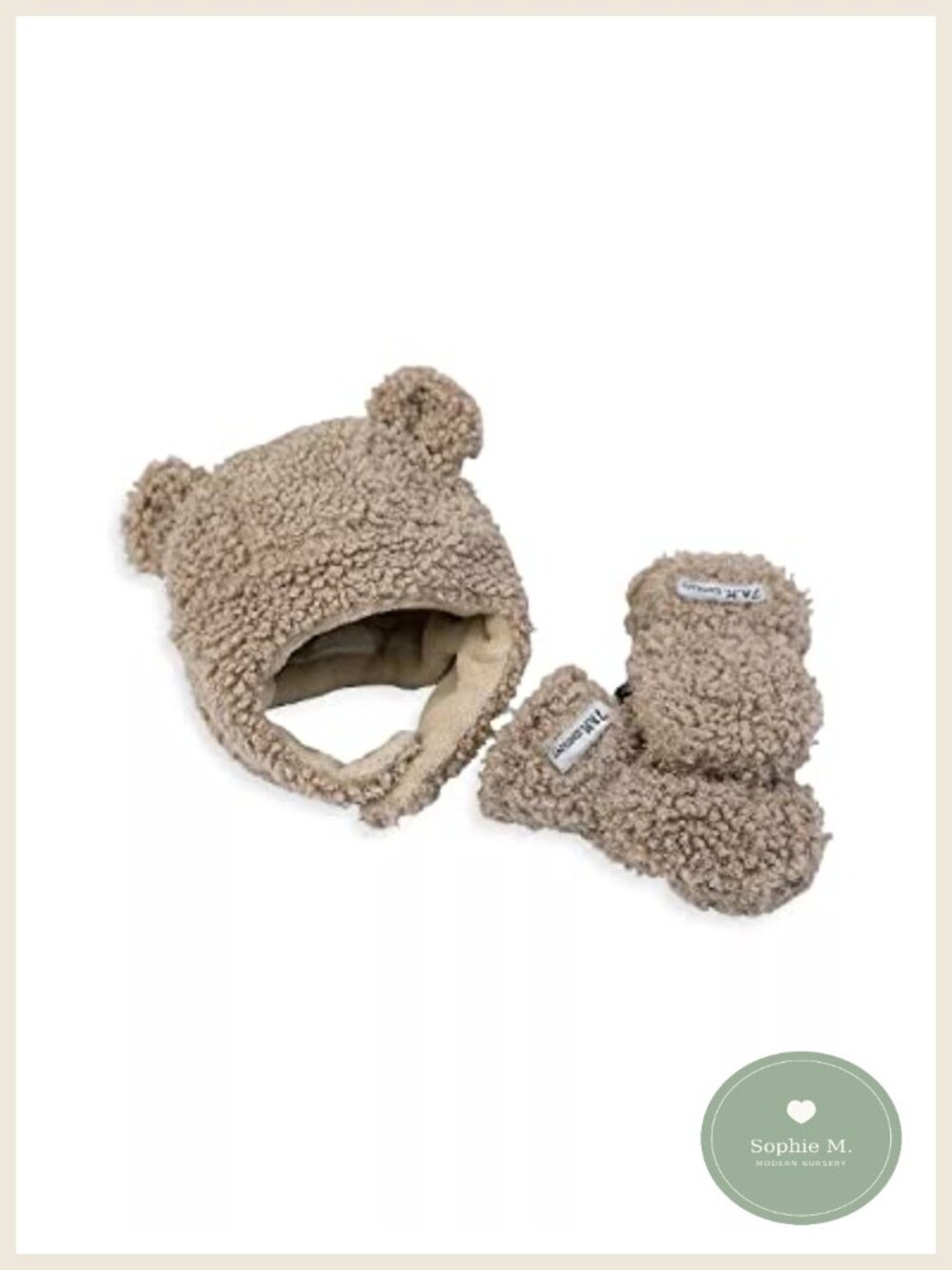 Baby Bear Plush Hat & Mittens Set Micro-Fleece Lined Machine Washable Waterproof